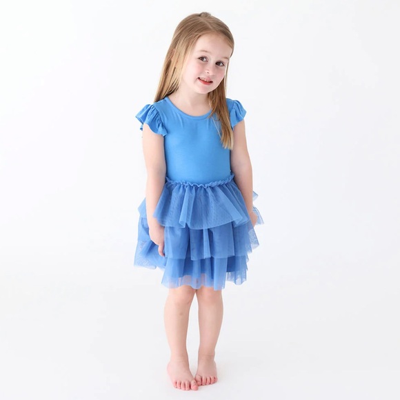 Posh Peanut Western Blue Ruffled Cap Sleeve Tulle Dress - Picture 3 of 9